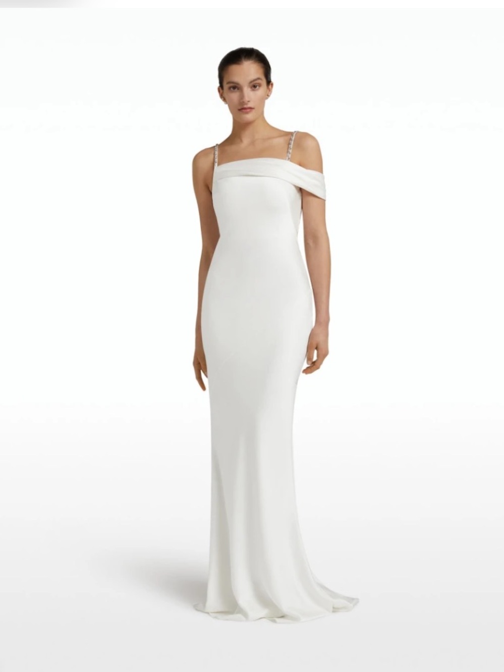 Safiyaa Brooke Ivory White Satin Cowl Neck Wedding Dress Evening Gown
